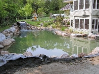 Waterfall and swimming lagoon...nearly complete